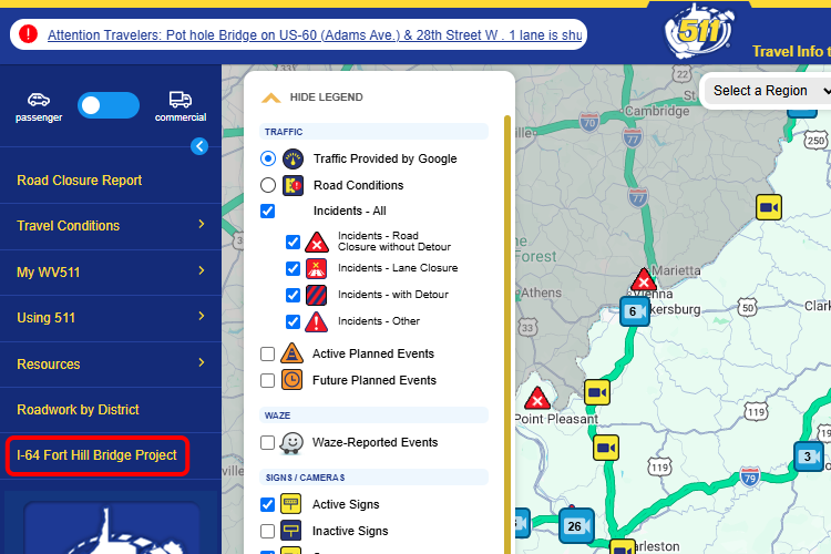 Link to the I-64 Hill Bridge Project Site